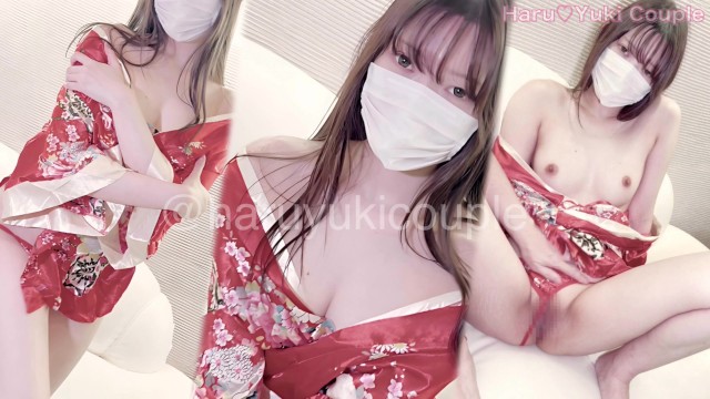 Yeni yılın ilk kremalı seksini seksi kimono cosplay'iyle yaşayın