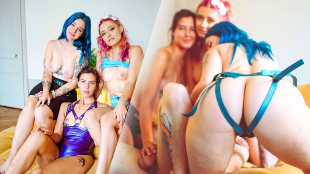 3 kız onu sertçe beceriyor ve hayalini gerçekleştiriyor – Pegging Domination MWWW