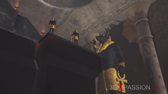 Anubis tapınağında genç bir Mısırlıyı beceriyor