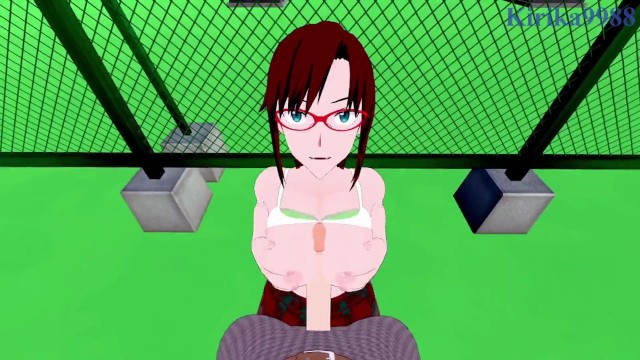 Mari Illustrious Makinami ve ben çatı katında yoğun seks yapıyoruz. – Neon Genesis Evangelion Hentai