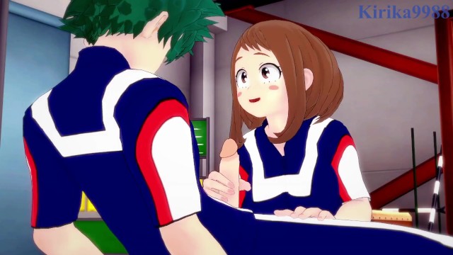 Ochako Uraraka depoda Izuku Midoriya'nın penisiyle sert oynuyor. – My Hero Academia Hentai