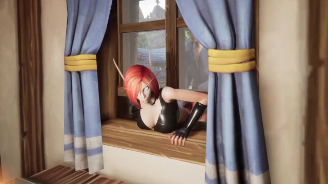 Elf Hırsızı Bir Pencereye Sıkışmış Warcraft Hentai Parodi