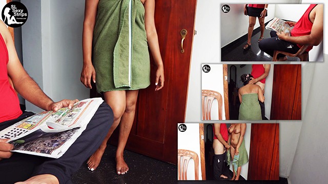 Bana havluyla güzelliğini göster Sri Lanka seksi sıcak komşum gazete okumaya geliyor ve sikişmek üzere